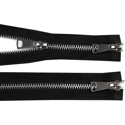 Prima-obchod Zip kovový No 5 dělitelný 2 jezdce / dvoucestný 70 cm, barva 1 černá stříbrná