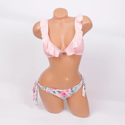 Бански розов с къдри и цветя - чашка В