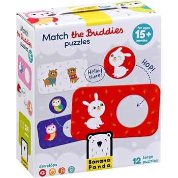 BANANA PANDA Бебешки пъзел Banana Panda 12 в 1 - Подреди животните (49030)