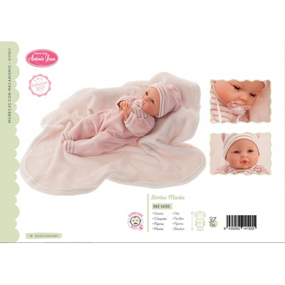 Antonio Juan 14155 Bimbo žmurkacia bábätko sa zvuky a mäkkým látkovým telom 37 cm
