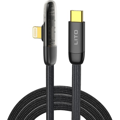 Lito Кабел за данни с щепсел Type-C Type-C, Lightning, 1m - Lito (LD11) - черен