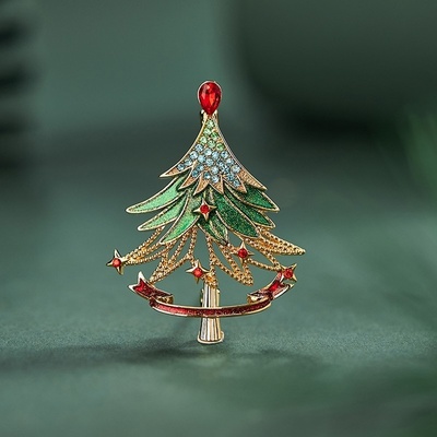 Éternelle Vánoční brož Swarovski Elements Fionnita vánoční stromeček B2052-20201071AJ Barevná/více barev