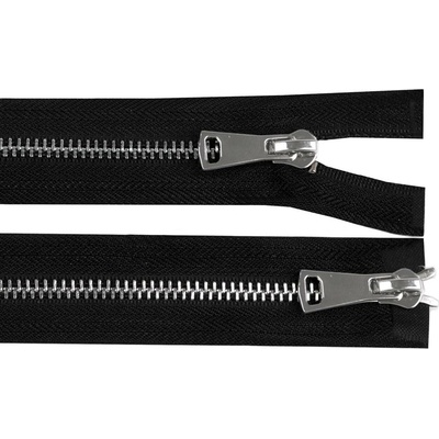 Stoklasa Zip kovový No 5 dělitelný 2 jezdce / dvoucestný 70 cm Balení: 1 ks, Varianta: 1 černá stříbrná 1 černá stříbrná