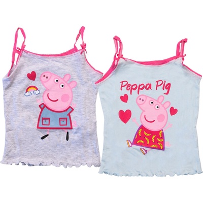 Textilomanie dětské tílko 2 ks PRASÁTKO PEPPA světle zelené/šedér