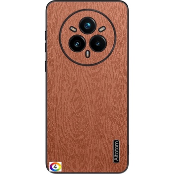 realme 14 Pro 5G Удароустойчив Wood Texture PU Leather/ Coated PC TPU Кожен Калъф и Протектор