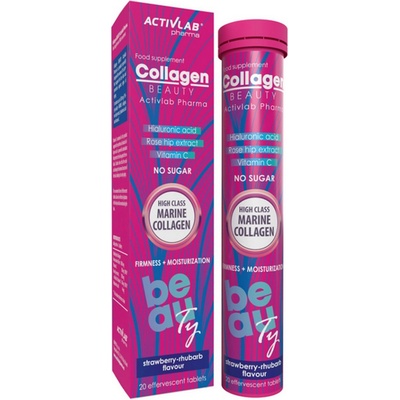 Activlab Collagen Beauty jahoda rebarbora 20 šumivých tablet