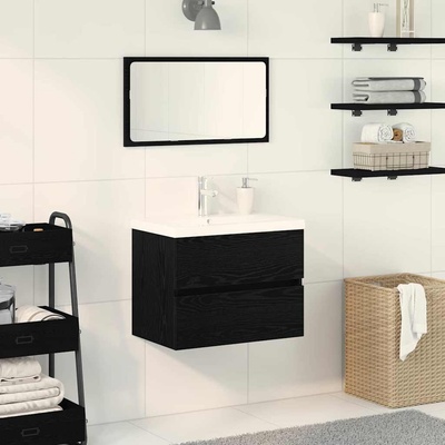 vidaXL Шкаф за мивка в баня Черния дъб 60 x 39 x 62 см Инженерно дърво (3333143)