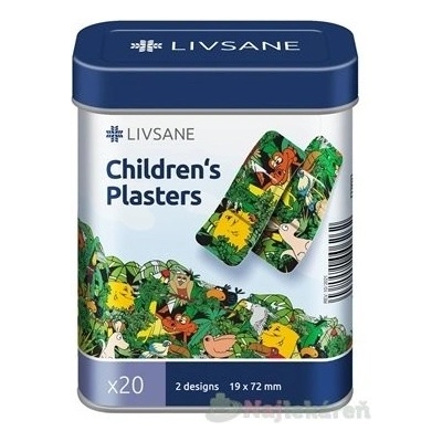 Livsane Detské Náplasti V Plechovej Krabičke prúžky (2 motívy) 19x72 mm, 1x20 ks