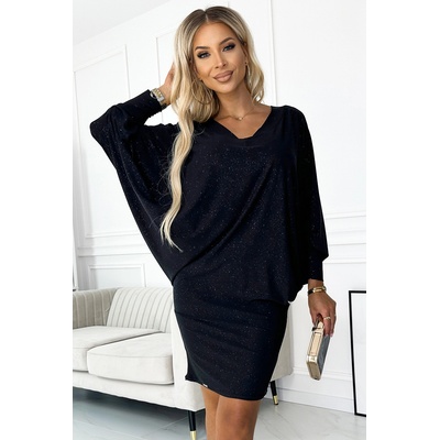 Numoco Широка рокля с дълги ръкави в черно 402-5nmc-2122 - Бордо, размер l/xl