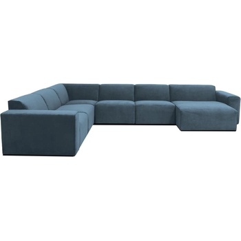 Scandic Син ъглов диван от рипсено кадифе (десен ъгъл) Sting - Scandic (STING U CORNER RIGHT WAVE blue 210)