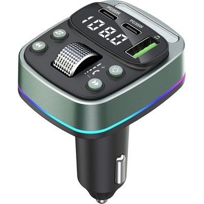 Techsuit FM трансмитер - Techsuit EchoDrive (MFM3) - Dual PD35W, Bluetooth 5.4, U-Disk музика, Bass режим - Черен