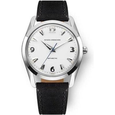 Nivada Grenchen Antarctic 35 mm White Luminova Black Leather