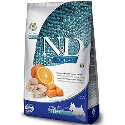N&D Ocean Codfish, Pumkin, Orange Adult Mini за малки породи с тиква, риба треска и портокал