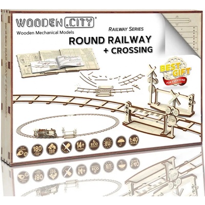 Wooden City 3D puzzle Kruhové koľaje s prejazdom 159 ks
