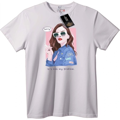 NOONEBRAND Тениска Извинявай, Не е Мой Проблем - 2XL, White