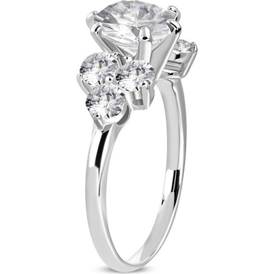 Šperky eshop zásnubní prsten z oceli 316L kulaté zářivé zirkony čiré D9.10