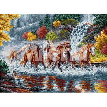 Milena Style Мустанги - гоблен със схема конци dmc 1: 4