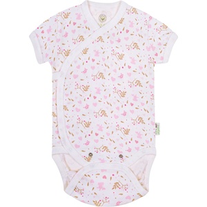 Bio Baby Бебешко боди Bio Baby - органичен памук, 68 cm, 4-6 месеца, розово-бяло (97220103) - ozone
