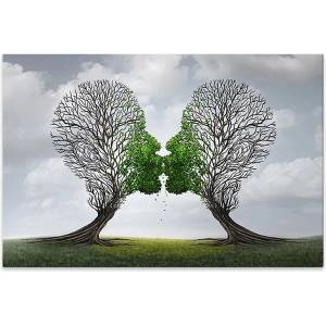 TopMebel " Trees Growing With Love" TopMebel картина на платно дигитален печат 75x50x3cm