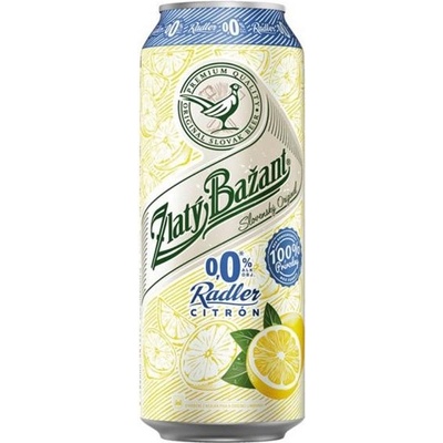 Zlatý Bažant nealko radler Citrón 0% 6 x 0,5 l (plech)