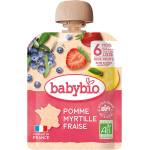 Babybio Био плодов мус Babybio - Ябълка, ягоди и боровинки, 6 м+, 90 g (3288131540147) - ozone