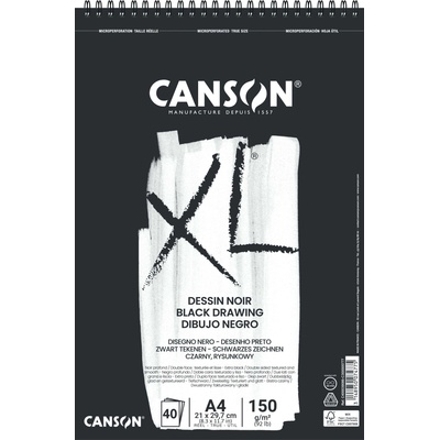 Canson XL Dessin Noir Skicák v krúžkovej väzbe A4 150g 40 listov