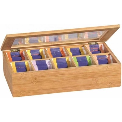 Kesper Krabička na čaje KE58901 organizér s 10 přihrádkami bambus 36 x 20 cm x 9 cm