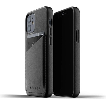 Mujjo Leather Wallet Case - кожен (естествена кожа) кейс с джоб за кредитна карта за iPhone 12 mini (черен)