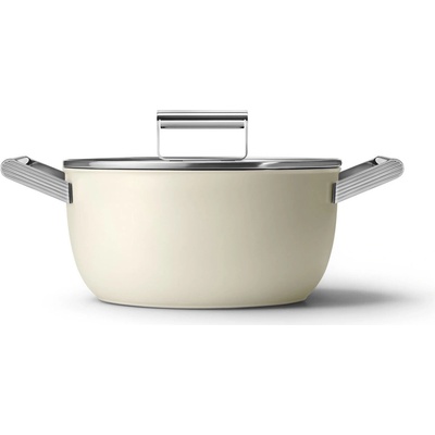 Smeg Kastrol s keramickým nepřilnavým povrchem, ∅ 24 cm, matná krémová CSF2412CRM