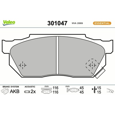 Sada brzdových platničiek kotúčovej brzdy VALEO 301047