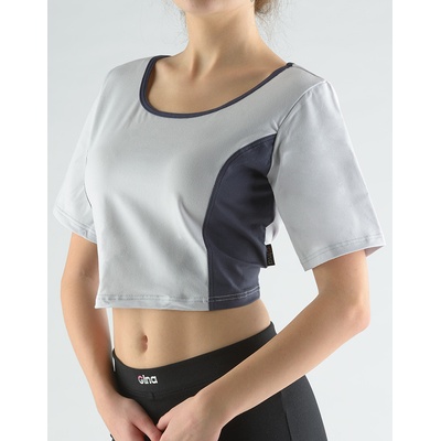 GINA 97012P Top krátky rukáv šedoBiela