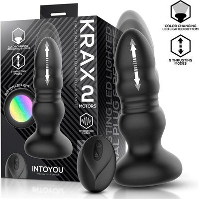 InToYou Krax Thrusting LED Lighted Anal Plug with Remote Black