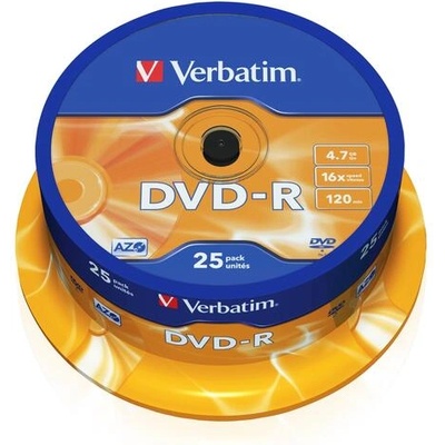 Verbatim Оптични носители Verbatim DVD-R AZO 4.7GB 16X MATT SILVER SURFACE (25 диска) (43522)