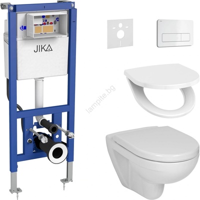 Jika Подвесно wc + тоалетна седалка lyra + бутон dual + вграден модул + уплътнителна подложка (setlf0187)
