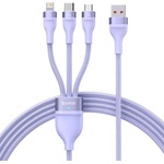 Baseus Кабел за данни 3в1, USB, 100W, 1.2m - Baseus Flash Series 2 (CASS030005) - лилав