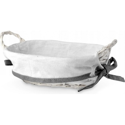 Affek Design HIWD6974 Prútený košík na chlieb pečivo biely 25 x 16 x 8 cm