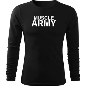 DRAGOWA FIT-T Тениска с дълъг ръкав Muscle Army, черна, 160 г/м2 (5654)