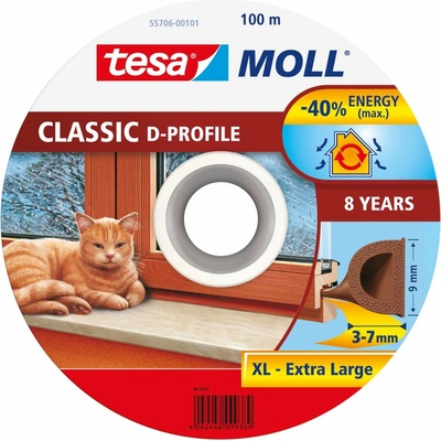 Tesnenie tesamoll® profil D, 9 mm, hnedé, 100 m