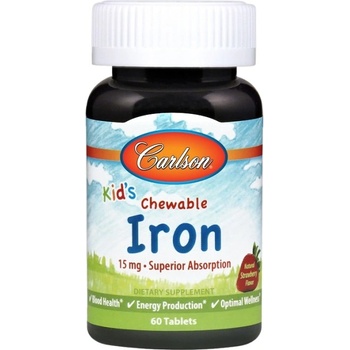 Carlson Labs Kid's Chewable Iron 15 mg [60 Дъвчащи таблетки] Ягода