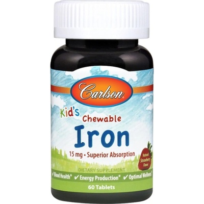 Carlson Labs Kid's Chewable Iron 15 mg [60 Дъвчащи таблетки] Ягода
