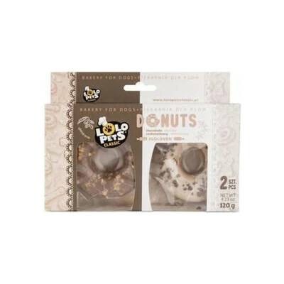 LOLO PETS Koblihy pro psy s příchutí vanilky a čokolády s lískovými oříšky 2 ks 120 g