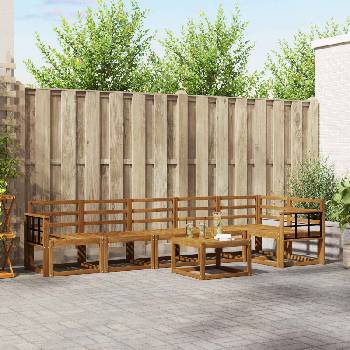 vidaXL Комплект дивани за открито 7 pcs Естествен (3366507)