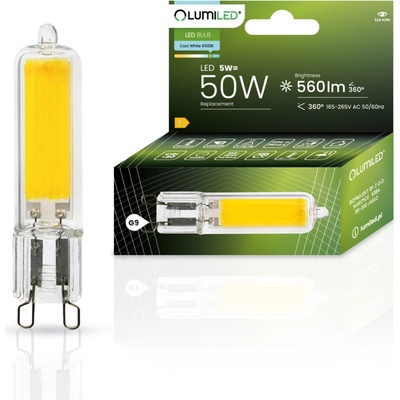 LUMILED LED žiarovka G9 kapsula 5W = 50W 560lm 6500K Cold 360° COB