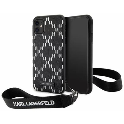 KARL LAGERFELD KLHCN61SAKLMBSK iPhone 11 / Xr 6, 1" черен твърд калъф Monogram Losange Saffiano (KLHCN61SAKLMBSK)