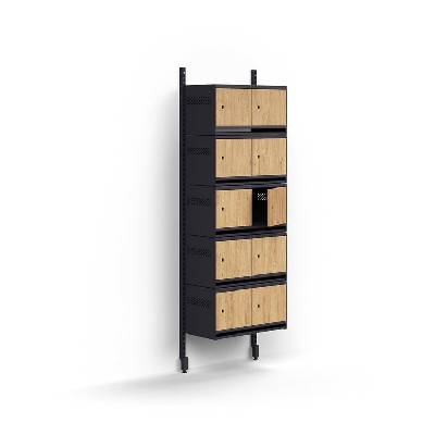 Skříň na boty ENTRY, nástěnná, 10 dřevěných dvířek, 1800x600x300 mm, antracitová/dub