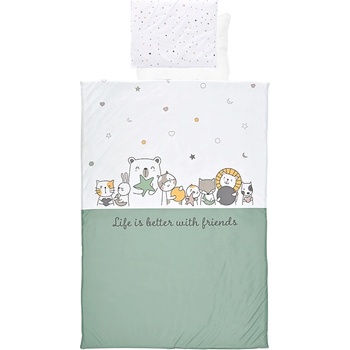 Lorelli Бебешки спален комплект от 4 части Lorelli - Happy Friends, Mint (20800026401)