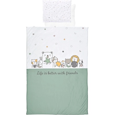 Lorelli Бебешки спален комплект от 4 части Lorelli - Happy Friends, Mint (20800026401)