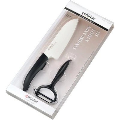 KYOCERA (Kyoto Ceramics - Япония) Комплект керамичен нож с белачка KYOCERA в кутия - черен (Kyocera FK-140 WH-BK + CP-10 BK)