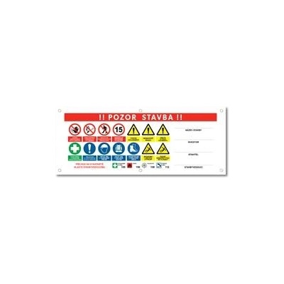 POZOR STAVBA 1 bezpečnostní banner - 100x40 cm