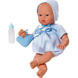 Asi Dolls Кукла бебе Asi Dolls - Коке, със синьо костюмче и чантичка, 36 cm (0403531)